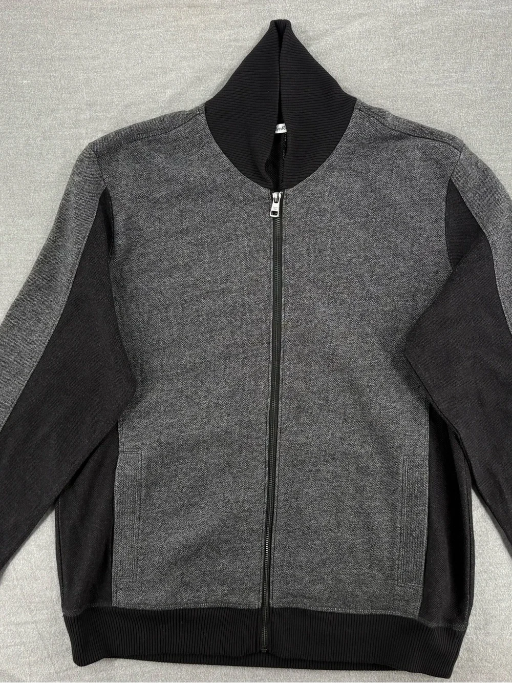 Calvin Klein Gray and Black Bomber-Style Full-Zip Jacket
